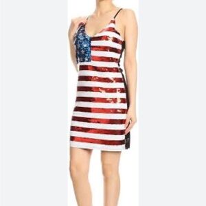 Amazon Women's Red, White, and Blue Sequin Mini Dress